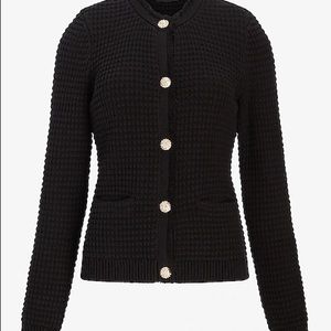 Express Textured Embellished Button Fringe Sweater Jacket - LIKE NEW
